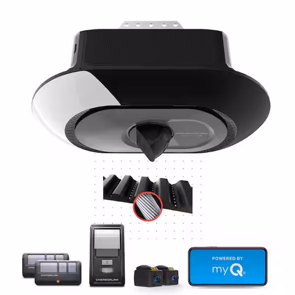 Secure View 3/4 HP LED Quiet Belt Drive Smart Garage Door Opener with Integrated Security Camera